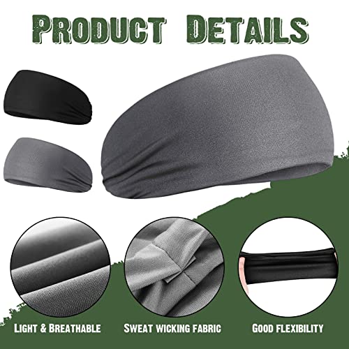 Deekin 6 Pcs Sweatbands for Kids Soccer Headbands Boys for Sports Breathable Sweat Wicking Headband for Kids Athletic Baseball Football Youth 5-15 Years Old - color: Black, Gray