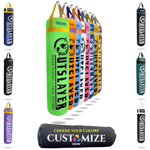 Outslayer 100 lbs Filled Heavy Bag | Custom Colors for Boxing, Kickboxing, Taekwondo & MMA Training | Made in USA - color: Custom, style: With Bottom D-Ring