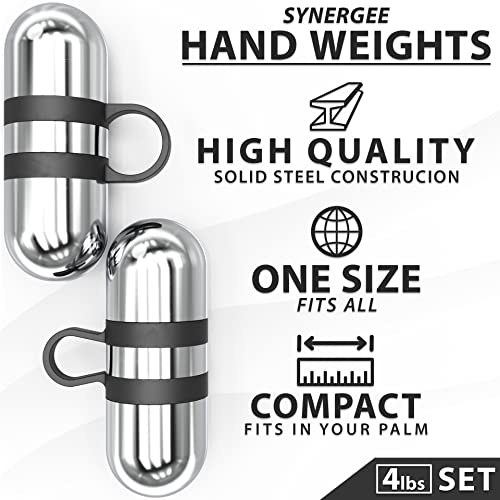 Synergee Cardio Hand Weights. Steel Hand Weights Dumbbell Set with Anti-Slip Silicone Finger Loop for Workout, Fitness, Training for Men and Women. Sold In Pairs. Available in 1lb, 1.5lb and 2lb Sets - color: 4LB Chrome