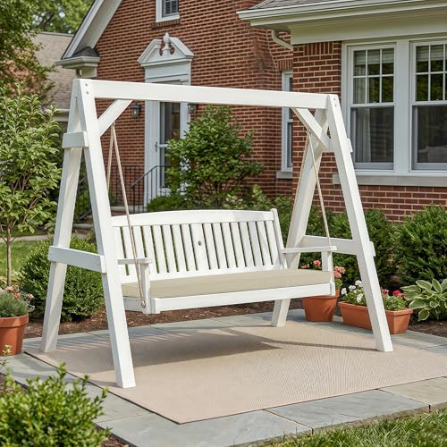 Outdoor Bench Cushion, Water-Resistant & Fade-Resistant, Porch Swing Cushions with Ties, Patio Furniture Seat Pads for Garden Loveseat Settee, Removable Cover Non-Slip Bottom, 42 x 16 Inch, Beige - color: Beige, size: 42" x 16" 1 Pack