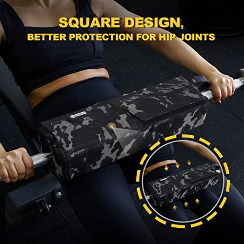 POWER GUIDANCE Square Hip Thrust Pad Barbell Squat Pad Protective Pad for Barbell Bench Press, Barbell Hip Thrusts, Weight Lifting, Squats, Lunges - Fit Standard and Olympic Bars - color: Green Camo