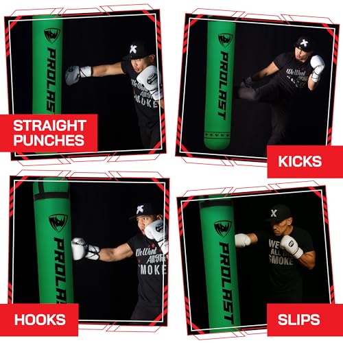 Heavy Punching Kicking Bag for Adults, Boxing, MMA, Martial Arts, Muay Thai, Strength Training Equipment, Filled/Unfilled, 6ft, 150 lbs, Special Edition Logo - color: Green / Black, size: Unfilled