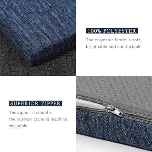 baibu 36 Inch Classic Solid Color Bench Cushion with Ties, Non-Slip Indoor Rectangle Bench Seat Cushion Standard Size Foam Pad with Machine Washable Cover - One Pad Only (Dark Blue, 36x15x1.5in) - color: Dark Blue, size: 36x15x1.5 Inch (Pack of 1)