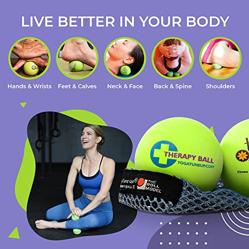 YOGA TUNE UP® Therapy Balls in Tote by Tune Up Fitness - Massage Balls for Trigger Point, Pressure Point & Myofascial Release - Use as Single or Peanut Ball for Pain Relief & Relaxation (Apple Green) - color: ['Apple Green'], size: ['2.5 Inch (Pack of 1)'
