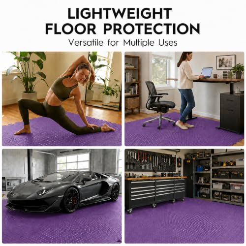 18pcs Puzzle Exercise Mat, 12.6"x12.6"x0.4", 18sqft EVA Interlocking Foam Floor Tiles, Protective, Water-Resistant Flooring for Home Gym & Workout Equipment - color: Purple