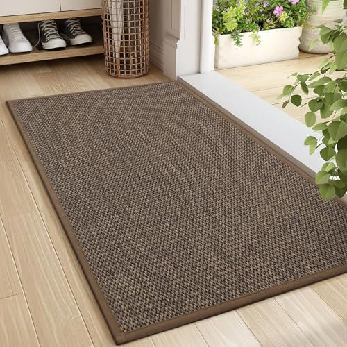 LEKEEPGO Door Mat 24"x36", Non Slip Door Mat Indoor Entrance, Rubber Backing Front Indoor Door mats Washable Absorbent Low-Profile Entryway Entry Resist Dirt Inside Door Mats, Brown - color: Coffee, size: 2' X 3' (Rectangular)