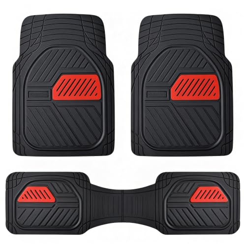 Coverado Car Mats Full Set, All Weather Floor Mats for Cars, Waterproof Deep Dish Automotive Floor Mats with Anti-Slip Backing, Car Floor Mats Universal Trim-to-Fit for Most Cars Trucks, BlackRed - color: Deep-Black&Red