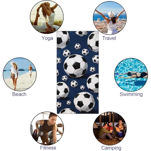 World Cup Themed Soccer Beach Towel, 36"x72" Sand Free Quick Dry Microfiber Towel Gifts for Match Day Lovers - color: Sport-4