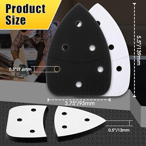 5 Pcs 6 Holes Foam Sanding Pads with Cutting Line and Hook and Loop Backing Sander Mouse Detail Sanding Interface Pad to Increasing Flexibility and Balancing Pressure - color: Black and White, size: 6 Holes with Cutting Line