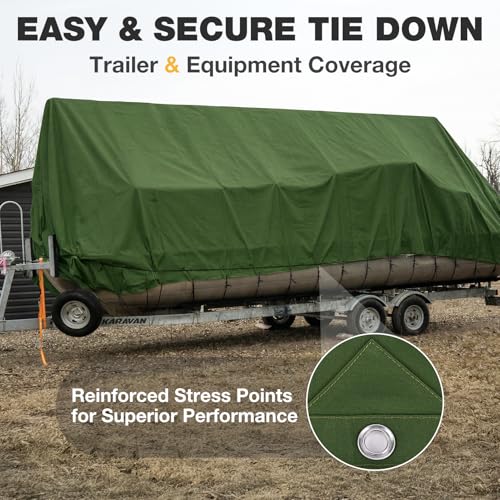 Winpull Heavy Duty Canvas Tarp 10x20 ft, 12oz (350 GSM) Cotton Canvas Water-Resistant Tarp with Rustproof Grommets, Tear-Resistant Outdoor Cover for Wood Piles, Camping, Trailer & Equipment - color: Green, size: 10'x20'