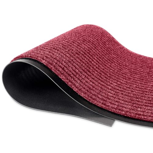 Durable Rubber Door Mat - Heavy Duty, Indoor/Outdoor, Easy Clean, Waterproof, Low-Profile Mat for Entry, Patio, Garage - Stylish (Red, 2 x 3 Feet) - color: Red, size: 2 x 3 feet