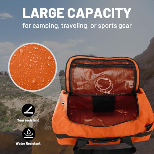 MIER 40L/60L/90L Water Resistant Backpack Duffel, Heavy Duty Duffle Bags | Heavy-Duty; Inner Zipper Pockets; Suit for Travel Gym Camping Sports Weekend Getaways; Convertible with Backpack Straps - color: Orange, size: 40l