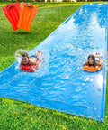 JAMBO 40FT x 7FT XL MEGA Water Slide, 2 Bodyboard Updated Model– Extra Long Extra Wide Slip Splash Slide for Kids, Heavy Duty Backyard Lawn Waterslide, Outdoor Water Toy, Splash Mat Splash Pad - color: 40ft Mega Slide- Blue