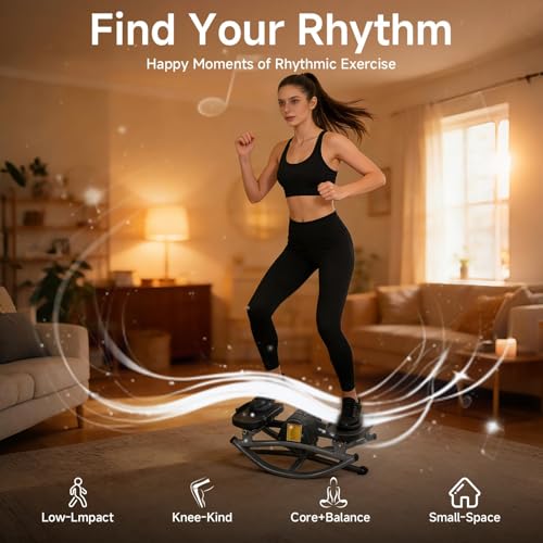 Rocking Steppers for Exercise at Home,3D Motion Stair Stepper with Resistance Bands for Full Body Workout& Low-Impact Balance Board, 330 LBS Loading Capacity Exercise Equipment