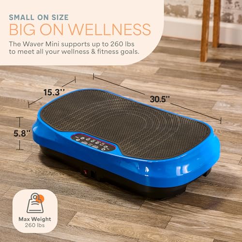 Lifepro Waver Mini Vibration Plate Exercise Machine with Resistance Bands | Compact Design, 99 Speed Levels, 10 Presets, Non-Slip Surface — Vibration Plate for Lymphatic Drainage, Full Body Workout - color: Blue