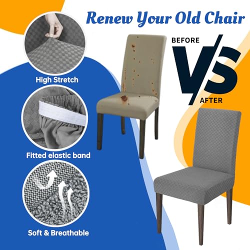 YEMYHOM 2 Packs Latest Checkered Dining Chair Slipcover Parsons Chair Furniture Protector Stretch Chair Covers for Dining Room, Restaurant, Kitchen, Party (Light Gray) - color: Light Gray, size: 2 Packs - Dining Chair