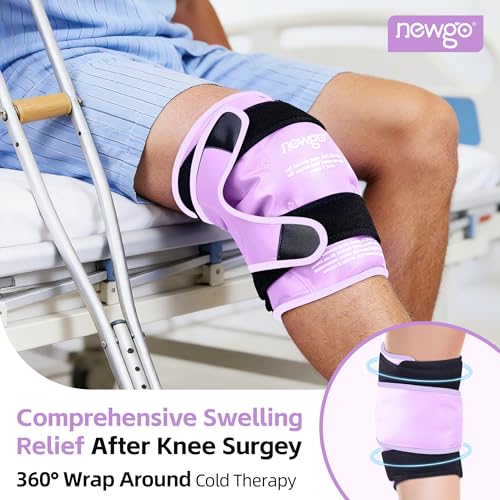 NEWGO Ice Pack for Knee Replacement Surgery, 360° Full Wrap, Purple | Y-shaped Strap Stays Put, Reusable for Knee Replacement, ACL, Arthritis, Swelling, and Sports Injuries, 21.7" x 9.8" - color: Regular Purple 1-pack