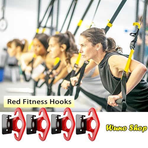 4 PCS Resistance Band Wall Anchors, Exercise Band Wall Anchor, Gym Wall Hooks for Resistance Bands, Workout Wall Mount Anchor for Physical Therapy and Small Space Home - color: Red