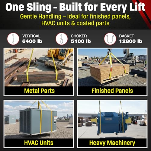DD Sling (USA Made). 2" wide X (4' to 20' lengths) in Listing! 2 Ply Twisted Eye, Nylon Lifting Slings, Eye & Eye, Heavy Duty (900 webbing), 6,400 lbs Vertical, 5,100 Choker, 12,800 Basket Load Capacity (2inX8ft) - size: 2inX8ft