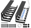 Delamu 2 Pack Metal Under Desk Cable Management Tray, U Channel Cord Organizer Box, Office Under Desk Cord Organizers, Cable Management with Various Accessories, Black, 15.75 Inches