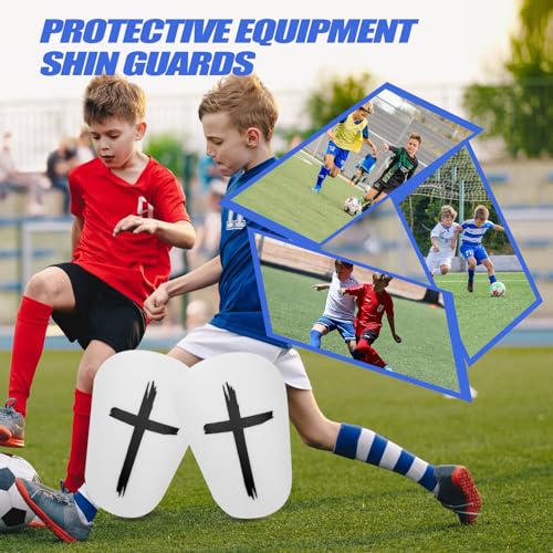 Mini Shin Guards Soccer Age 4-6, Small Protective Gear with Fixed Straps | 2/4 Pairs Tiny Cross printed design Shin Pads Extra Small Protective Equipment Calf Protective Gear for Kids Boy girls Player - color: White+Black, size: X-Small