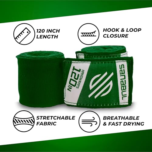 Sanabul Elastic 120 inch Boxing Hand Wraps Kickboxing Handwraps for Boxing Gloves for Men, Women, and Kids Muay Thai MMA Hand Wraps