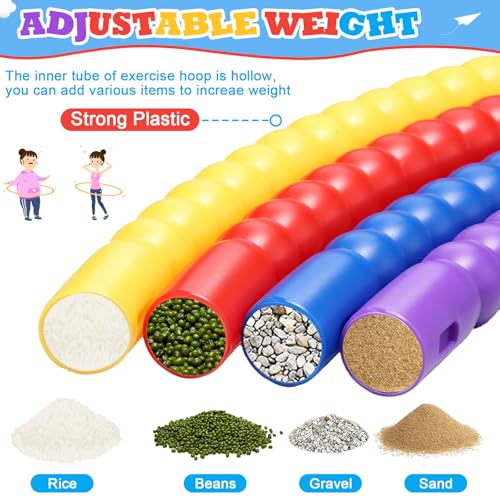 Vinsot Detachable Plastic Hoops for Kids, Adjustable Exercise Hoops Equipment for Sports, Dance, Outdoor Games, Parties and Pet Training - color: Rainbow Bright Mix