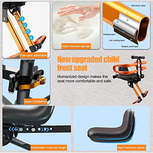 Child Bike Seat for Adult Bike,Retractable Baby Bike Seat Front Mounted for Children 2-6 Years Old - color: gold for MTB