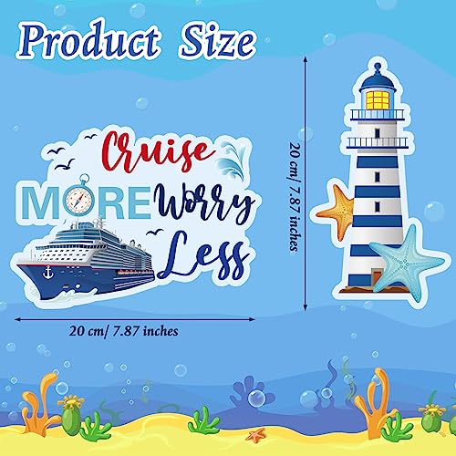 Kanayu 12 Pieces Cruise Door Magnets Decorations, Sea Navigation Ship Car Refrigerator Magnets Stickers Anchor Cruise Cabin Door Fridge Magnetic Decorations for Cabin Carnival Party(Classic Style) - style: Classic Style