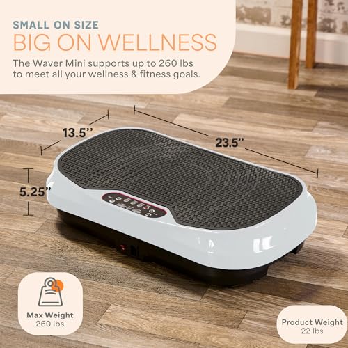 Lifepro Waver Mini Vibration Plate Exercise Machine with Resistance Bands | Compact Design, 99 Speed Levels, 10 Presets, Non-Slip Surface — Vibration Plate for Lymphatic Drainage, Full Body Workout - color: White