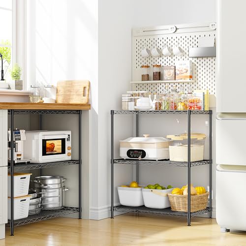 DurayLoly Storage Shelves Adjustable Wire Shelving Metal Wire Rack Shelving Unit Storage Shelf for Kitchen Laundry Room Pantry Closet Bathroom 24" W x 30" H x 14" D Black,2pc - size: Black-24" W x 30" H x 14" D（2P）