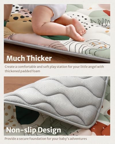 Blissful Diary Portable Baby Play Mats for Floor, Thicker Cushioned Foldable Baby Crawling Mat for Indoor Outdoor, Modern Abstract 43" X 43" - color: Modern Abstract, size: 43" X 43"