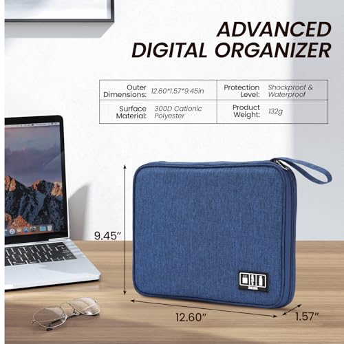 Electronic Organizer Travel Case, Slim Cable Accessories Pouch, Single Layer Tech Pouch & Cord Storage Bag for Chargers, Power Bank, SD Cards - Minimalist Travel Essentials - color: cyan, size: L