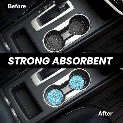 Blue Mosaic Car Coasters for Cup Holders, 2 Pack Absorbent Ceramic Drink Cup Coaster for Women Men, Auto Interior Accessories - color: T26