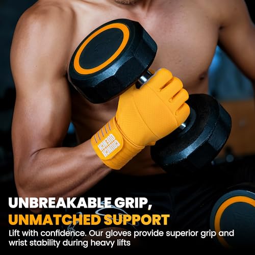 Weight Lifting Gloves with Wrist Support - GymGloves - Leather Palm Anti-Slip Grip - Full Palm Protection - Breathable - WorkoutGloves - Multi-Use Fitness Gear for Men & Women - size: Medium