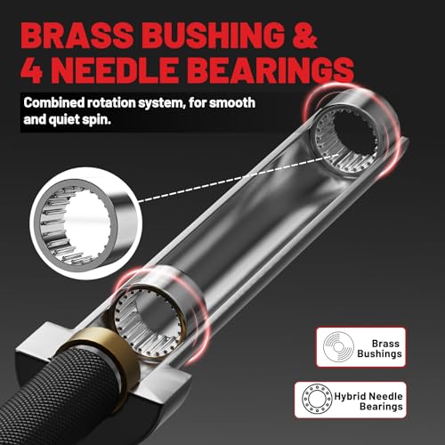 PAPABABE Olympic Barbell, 4ft/5ft/6ft/6.5ft Straight Barbell Womens Olympic Barbell for Strength Training and Technique Adjusting, 2 inch Olympic Bar with Moderate Knurling For Bench Press, Squats Curls Deadlifts Weightlifting - color: 6.5ft Elite BlackSi