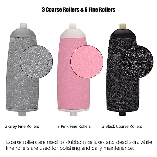 9 Pack Replacement Rollers Extra Coarse Rollers for Feet Roller Refill Heads Compatible with Finishing Touch Flawless Pedi Electric Tool File | Refill Heads Compatible with Finishing Touch Flawless Pedi Electric Tool File