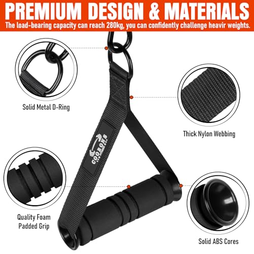 Heavy Duty Exercise Handles, Gym Cable Handles for Cable Machine Attachments, D Handle Cable Attachments, Handles for Resistance Bands, Workout Accessories, Fitness Equipment for Home Gym - color: Black