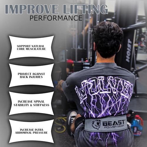 Beast Power Gear Weight Lifting Belt Lever Buckle 10MM 13MM Thick & 4 Inches Free Strap Weightlifting, Powerlifting, Deadlifts, Squats Men Women - color: Gray, size: Large