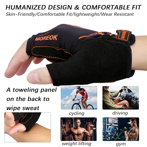 MOREOK Cycling Gloves Bike Bicycle Gloves, Half Finger 5MM Gel Anti-Slip | Biking Gloves for Men Women Gym workout exercise Motorcycle Hiking Rowing Outdoor Sports - color: Orange, size: XX-Large
