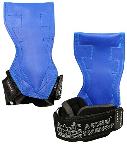 Lifting Grips PRO Weight Gloves Heavy Duty Barbell Gymnastics Straps Alternative to Power Hooks Deadlifts Adjustable Neoprene Padded Wrist Wrap - color: Blue Rubber, size: Small 5.0"-6.40" Wrist Size