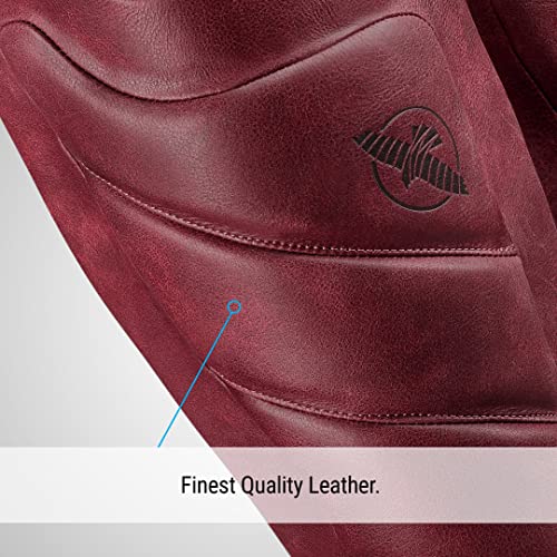 Hayabusa T3 LX Leather Striking Shinguards | Slip-On Design, Padded Knuckle Protection, Hook and Loop Closure, Muay Thai Kickboxing, Men and Women, Sparring - color: Crimson, size: Medium