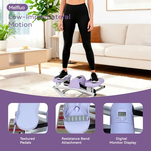 Rock Stepper with Resistance Bands - Ultra-Quiet Hydraulic Lateral Stepper, Fully Assembled Side to Side Step Rocker for Home Office, 250LBS Capacity - color: Purple