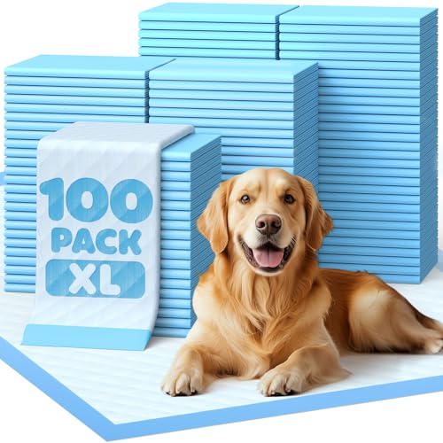 100-Pack Extra Large Pee Pads - 34" x 28" Puppy Pads for Dogs with 6-Layer Leakproof Protection, Disposable and Quick-Dry Dog Pads with High Absorbency for Easy Potty Training - size: 34" x 28" - 100 Packs, regular