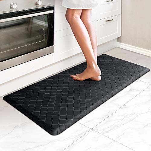 HappyTrends Kitchen Mat Cushioned Anti-Fatigue Kitchen Rug,17.3"x39",Thick Waterproof Non-Slip Kitchen Mats and Rugs Heavy Duty Ergonomic Comfort Rug for Kitchen,Floor,Office,Sink,Laundry,Black - color: Black, size: 39"L x 17.3"W x 0.5"Th