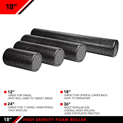 JFIT High Density Foam Roller – EPP Deep Tissue Massage Roller for Muscle Recovery, Myofascial Release & Stretching - color: Speckled Orange, size: 18-Inch