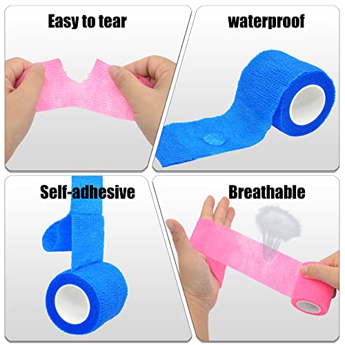 6 Pack 2 Inches Self Adhesive Bandage Wrap | Breathable Cohesive Bandage Elastic Tape for Pets, Athletic, Sports, Wrist, Knee, Ankle(5 Yards Per Roll, Mixed Colors) - color: Mixed Colors, size: 2 Inch