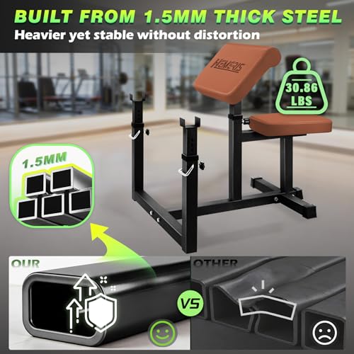 Preacher Curl Bench, Max Load 450 LBS Strength Training Bench Home Gym Bench Fitness Equipment,6-Level Seated Barbell Dumbbell Bicep Curl Machine Weight Bench - color: Brown