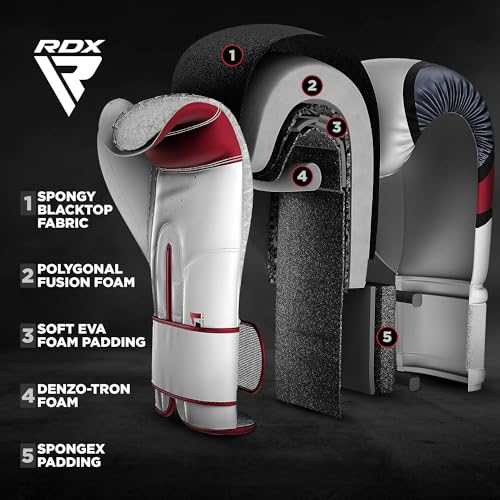 RDX Boxing Gloves EGO, Sparring Muay Thai Kickboxing MMA Heavy Training Mitts, Maya Hide Leather, Ventilated, Long Support, Punching Bag Workout Pads, Men Women Adult 8 10 12 14 16 oz - color: RED, size: 10OZ