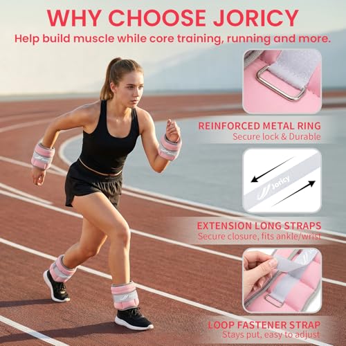 Adjustable Ankle Weights 1-3/4/5/6/8/10/20 LBS Pair with Removable Sandbags for Women & Men - color: pink, size: 10lbs Pair (5lb Each Weight)